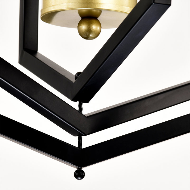 Black and Gold Metal Lantern 8-Light Farmhouse Chandelier