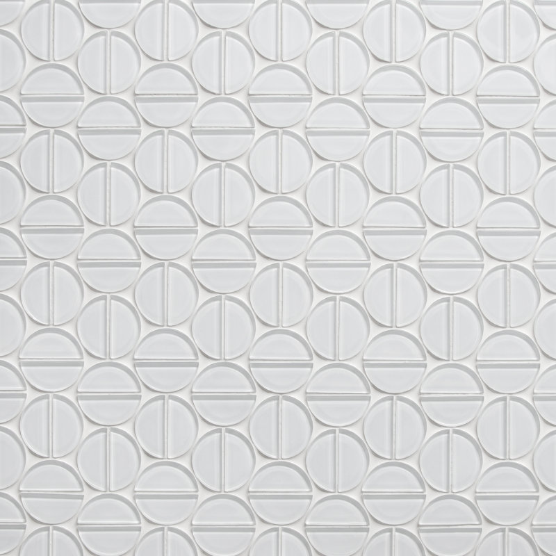 Carreau de mosaïque mural en verre 11,8 po x 13,6 po, White