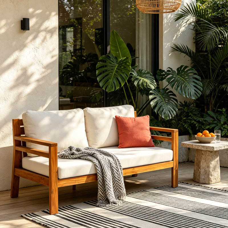 Canapé d'extérieur en bois d'acacia Dayo