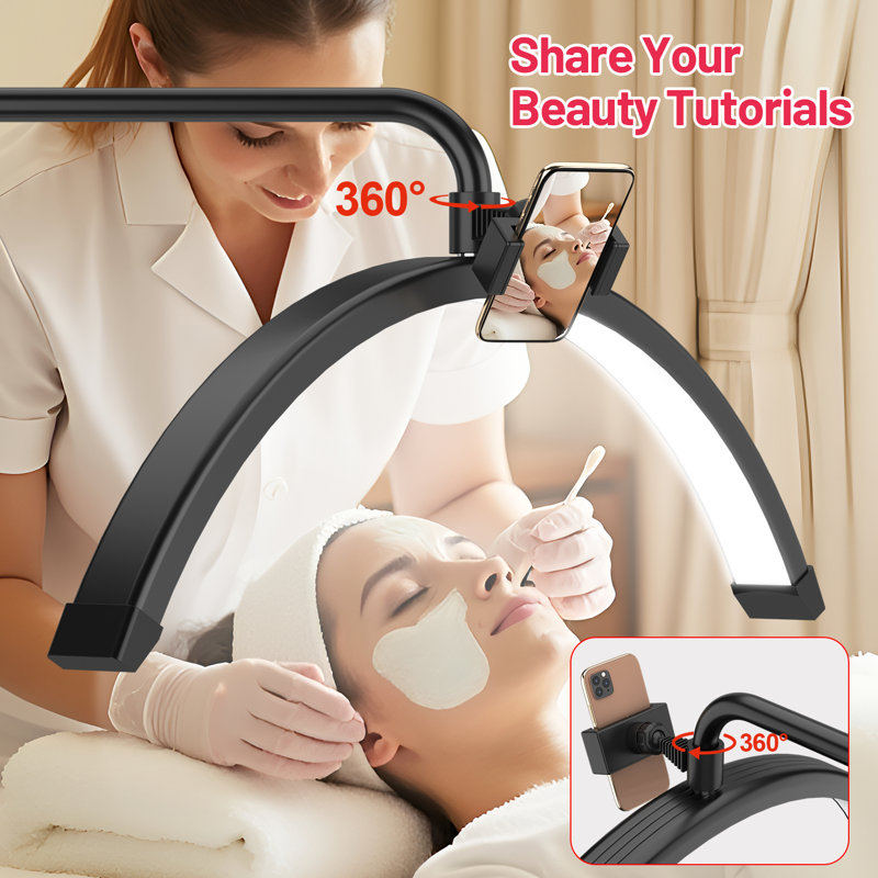 Half Moon Lash Light Led Floor Lamp For Eyelash Extension, Black