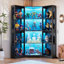 Vitrine de coin avec portes vitrées et éclairage à DEL, vitrine haute de 65 po pour objets de collection, livres et jouets, bibliothèque à 8 tablettes pour le salon, la chambre à coucher, le bureau
