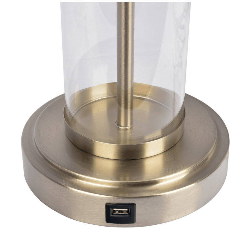 Lampe de table en nickel brossé avec interrupteur marche / arrêt Luna