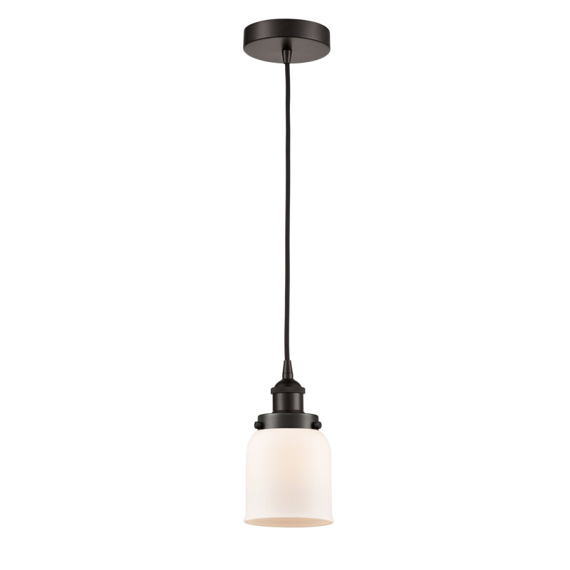 Bostonia 1 - Light Single Drop Pendant Pendant, White, 9.5" H x 5" W x 5" D, Oil Rubbed Bronze