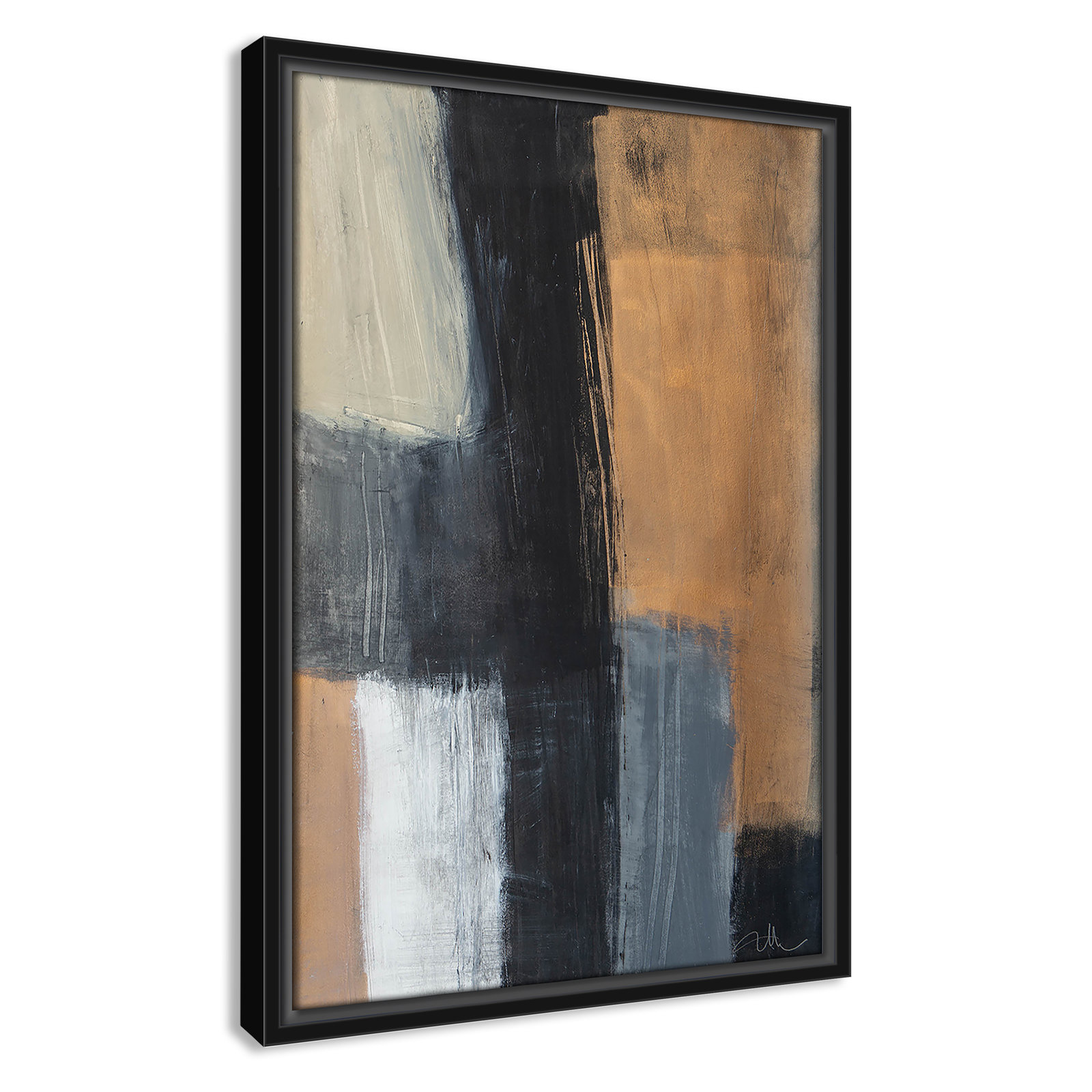 Calderon "Metallic Slate II" Print, 19.5" H x 13.5" W x 2" D, Black Floater Framed, No Mat