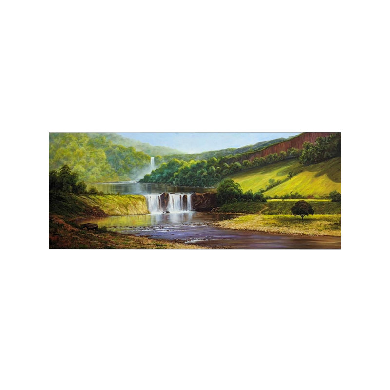 River Flowing With Waterfall | Oil On Canvas | By Devraj