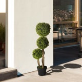 90cm Faux Moss Topiary in Cement Pot