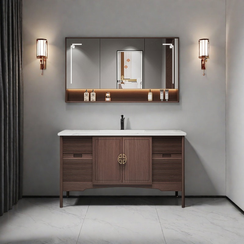 Retro simple and light luxury bathroom cabinet, 31.5" H x 51.1" W x 21.6" D