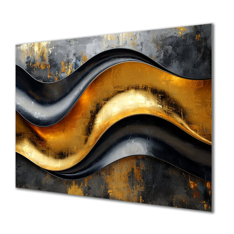«Geometric Cooper Waves II», reproduction d'art moderne en métal, spirales abstraites en métal, H 12 po x l 20 po