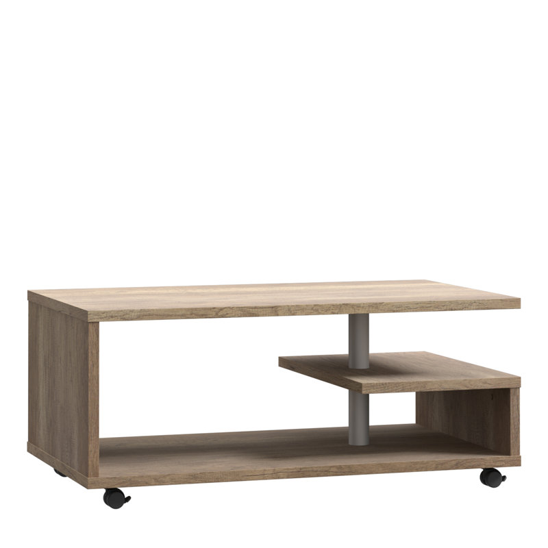 Bishan Wheel Coffee Table with Storage, Antique Oak