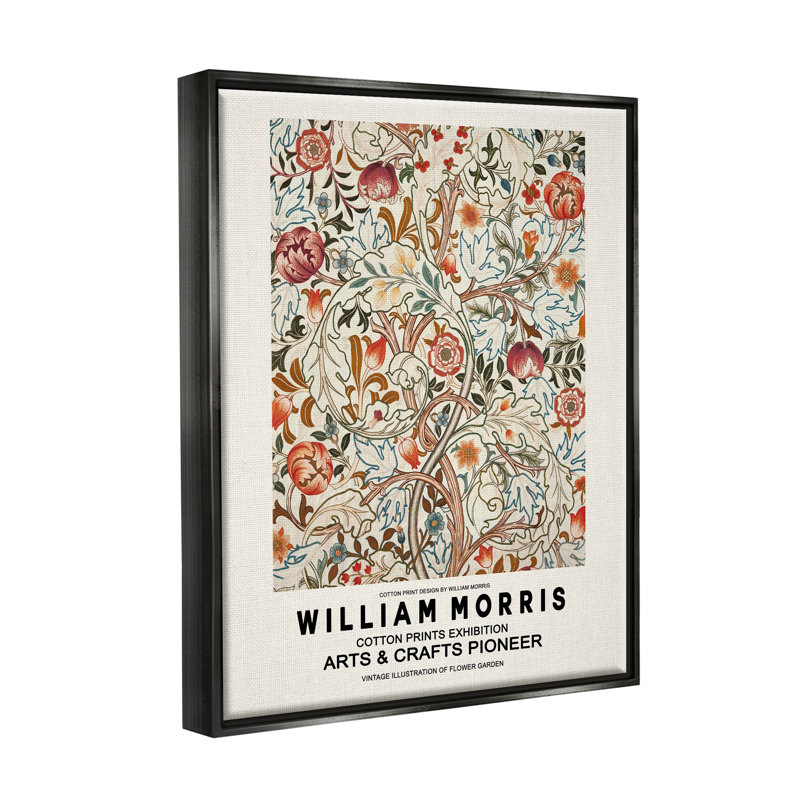 "Bold Red Flowers", entrelacement de tiges, texte, affiche sur toile par Ros Ruseva, Cadre flottant noir de jais