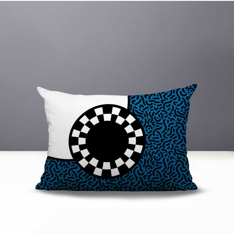 Coussin lombaire réversible Vibra Abstract, Rectangle H 18 po x l 25 po, Turquoise