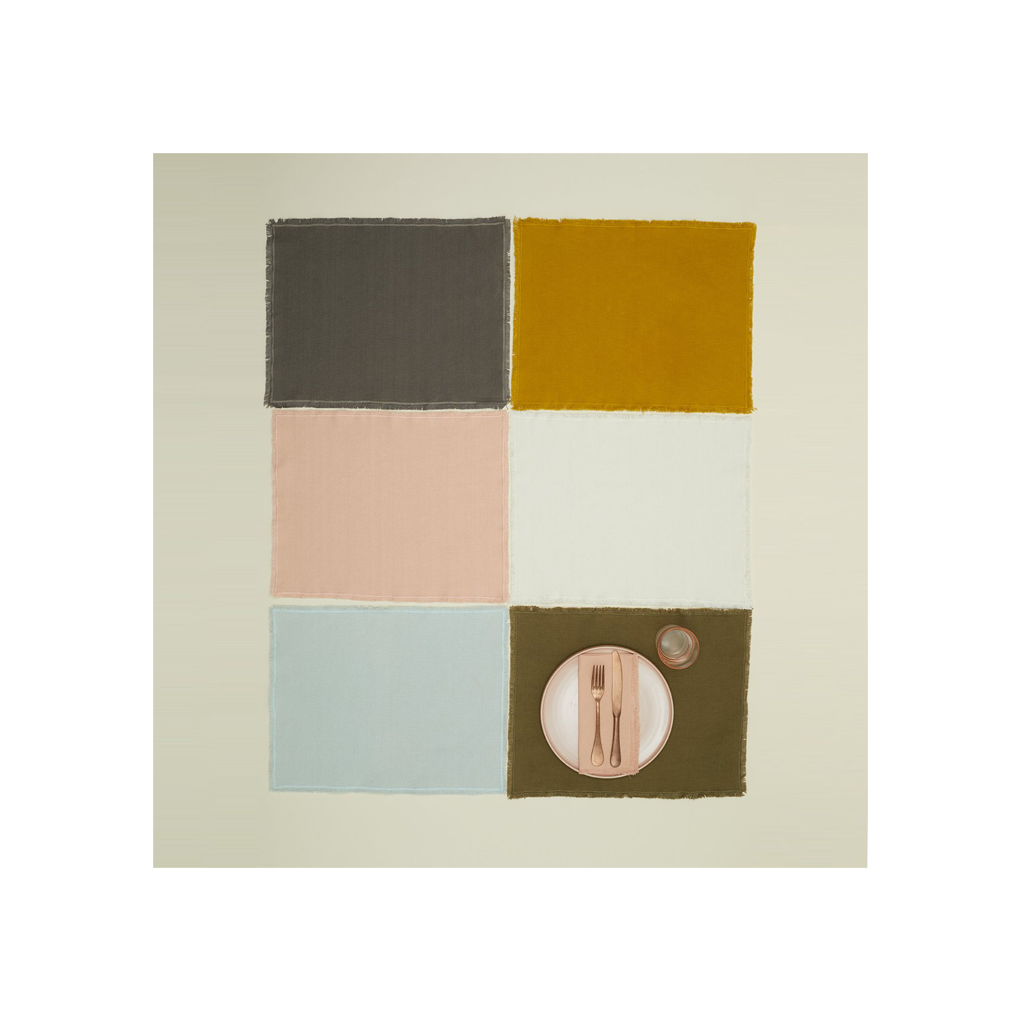 Essential Cotton Placemat - Set Of 4, Blush