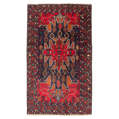 Tapis bleu foncé Teimani 3 pi 8 po x 6 pi 6 po