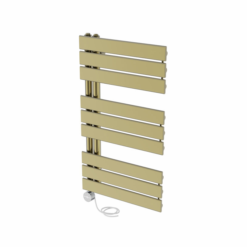 Roelien Designer Towel Rail Heated Towel Rails, 82.4cm H x 50cm W x 6.7cm D, Brushed Brass