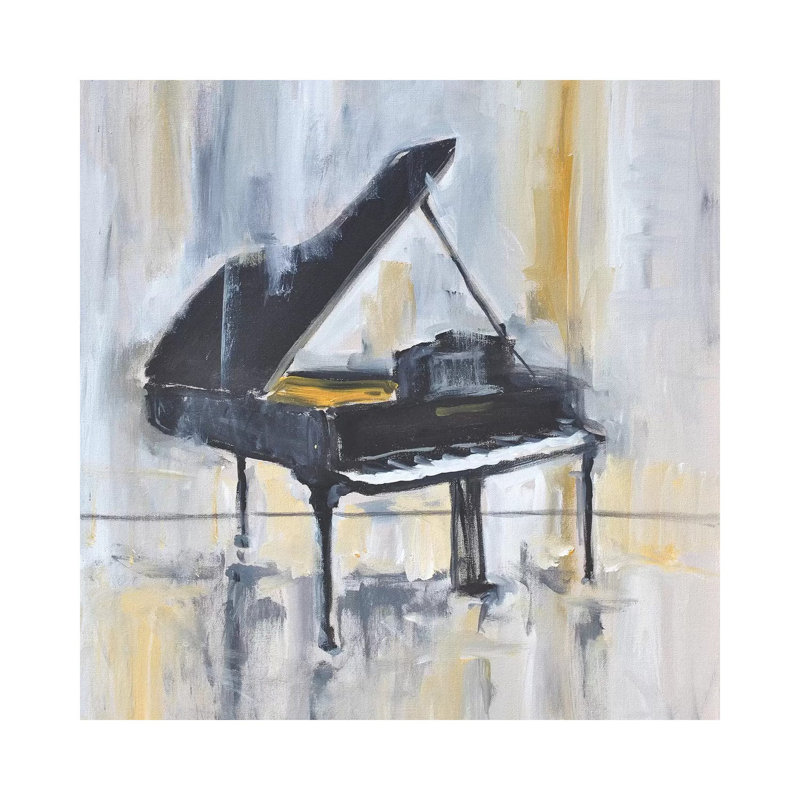 Piano In Gold II by Allayn Stevens - Wrapped Canvas Painting, 30.48 cm H x 30.48 cm W