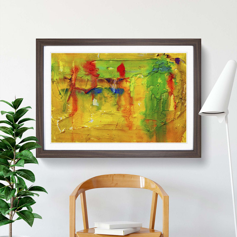 Abstract Art Painting Vol.453 by S.Johnson - Framed Print, 27cm H x 36cm W x 2cm D, Walnut Framed