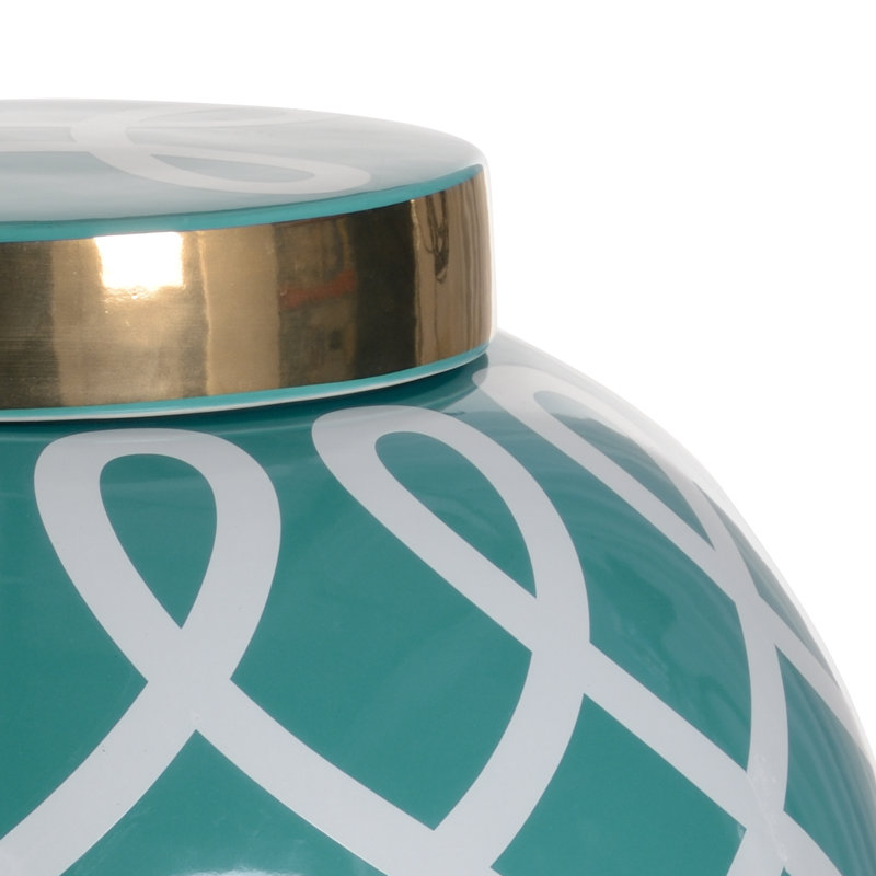 Sarah Ceramic Jar, Teal/Gold