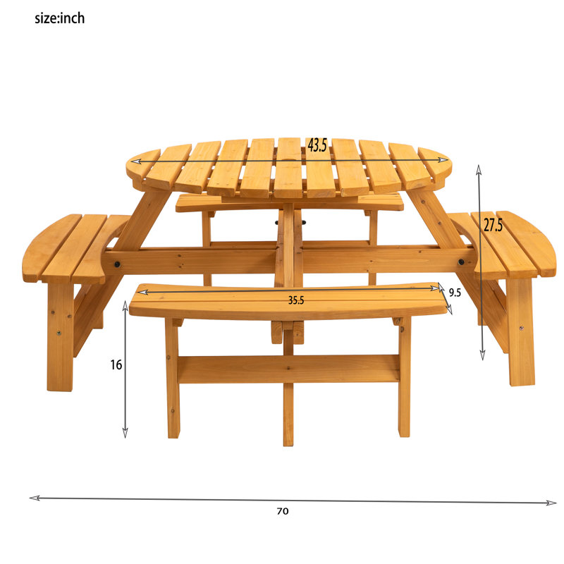 Lanisha 8 - Person Wood Patio Dining Set with Round Table