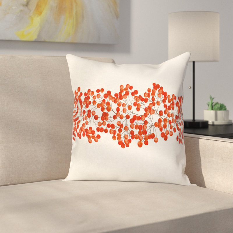 Red and White Polyester Euro Throw Pillow