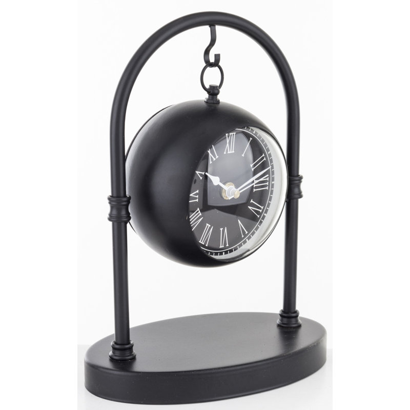 Analogue Metal Quartz Controlled Tabletop Clock in Black/White