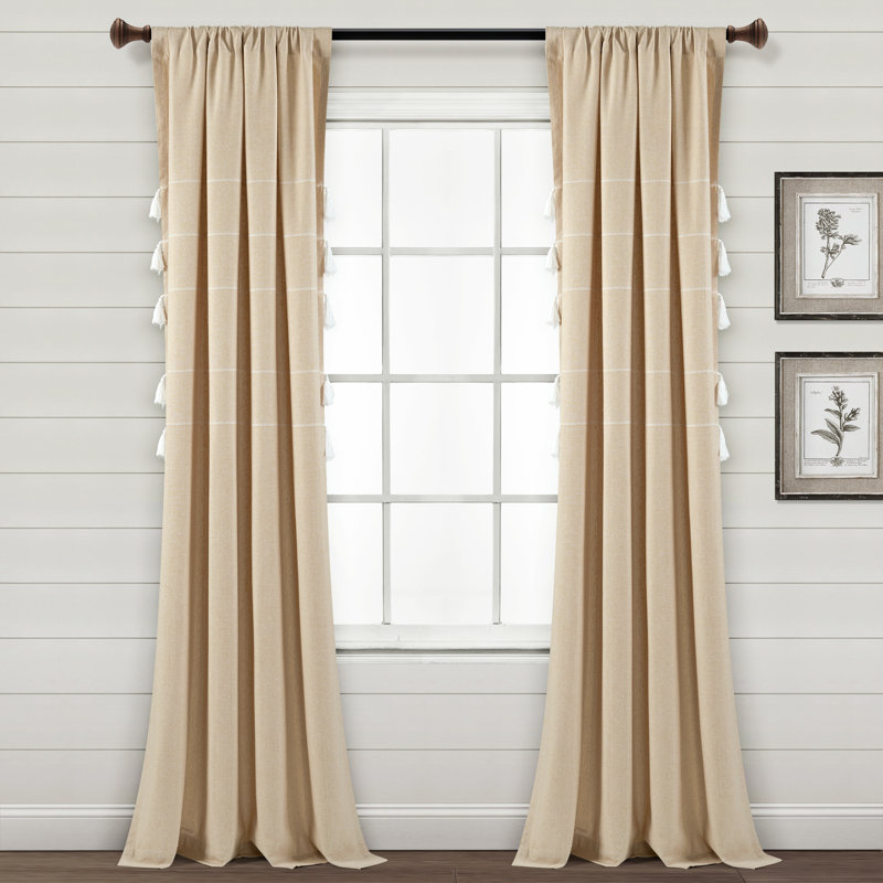 Paire de rideaux semi-transparents avec passe-tringle , L 42 po x L 84 po, Blé