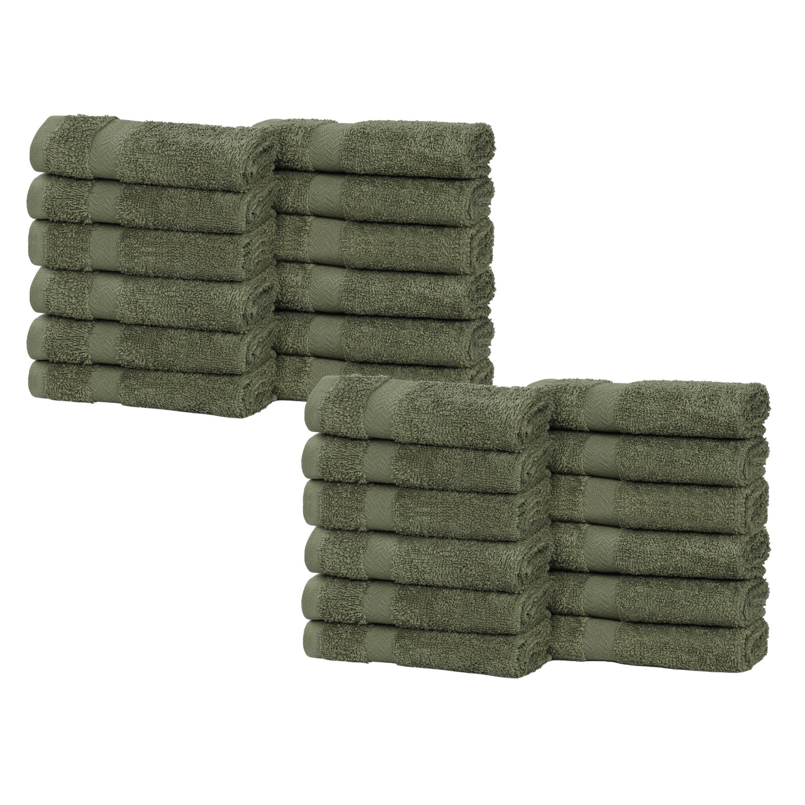 Quick-Drying Cotton Washcloth, Forest Green, 24 Pieces Towel Set