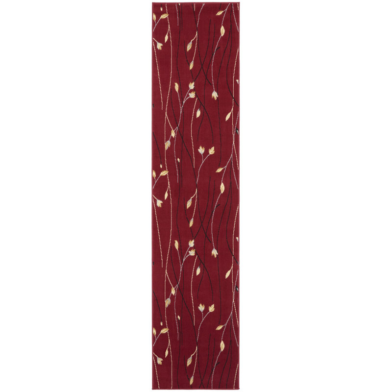 Tapis rouge Bo Botanical Eclectic, Tapis de couloir 2 pi 3 po x 10 pi