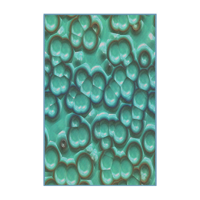 Tapis bleu turquoise/jaune à motifs, Rectangle 5 pi x 7 pi