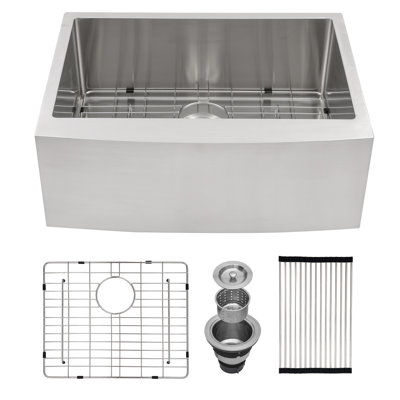 24 Inch Farmhouse Kitchen Sink - 24"X21"X10" Stainless Steel Apron Front Farmhouse Sink 10 Inch Deep 16 Gauge Single Bowl Kitchen Sink Basin