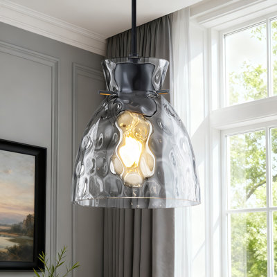 1 - Light 5.9”w Hammered Glass Single Pendant