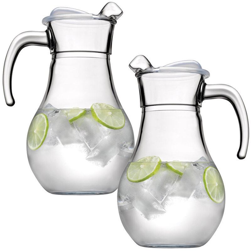 1.8L Large Glass Jug Water Juice Cocktails Carafe Pitcher Decanter Lid