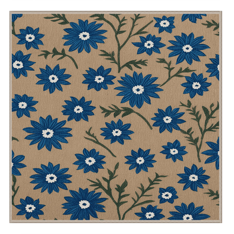  Tapis lavable avec fleurs de bourrache et légumes, Carré 6 pi
