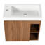 Meuble-lavabo flottant de 20 po, lavabo en résine, porte à fermeture en douceur, aspect contemporain, meuble-lavabo mural moderne au fini noyer, 20 po, compact, sanitaire, couleur