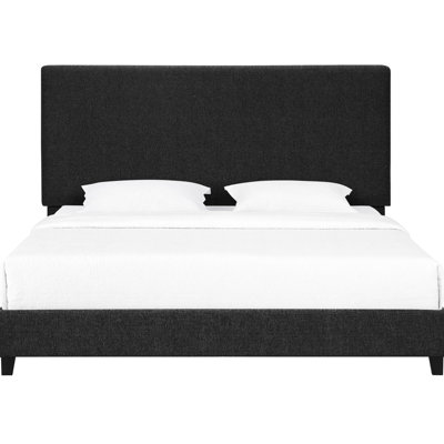 King Bed Frame With Grey Upholstery And Solid Wood Feet Bedroom Size In Padded Upholstered Headboard