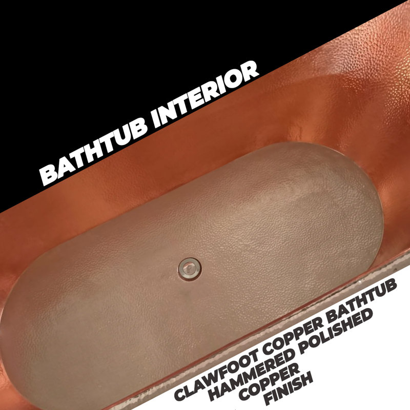 1676mm x 660mm Freestanding Soaking Copper Bathtub