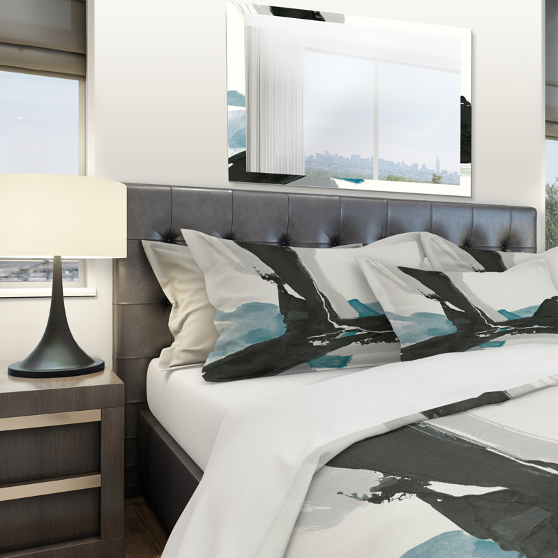 Geometric Black and Teal III - Modern & Contemporary Duvet Cover Set - Microfiber Polyester, Full/Queen Duvet Cover + 2 Shams