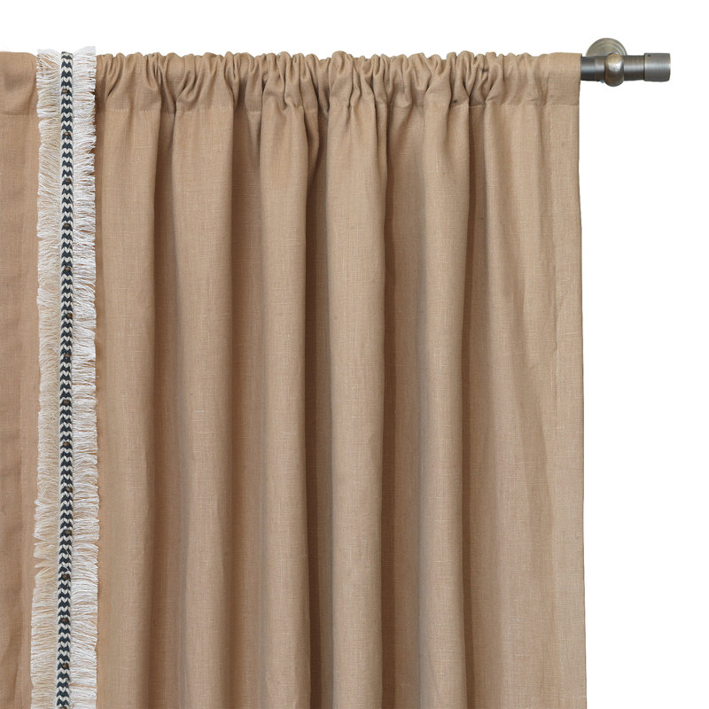 Naya 100% Linen Room Darkening Curtain Single Panel, 96" W x 120" L, Right