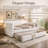 Queen Size Upholstered Platform Bed with Trundle Bed-2039309302