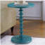 Teal Round Wooden Side Table-129106469