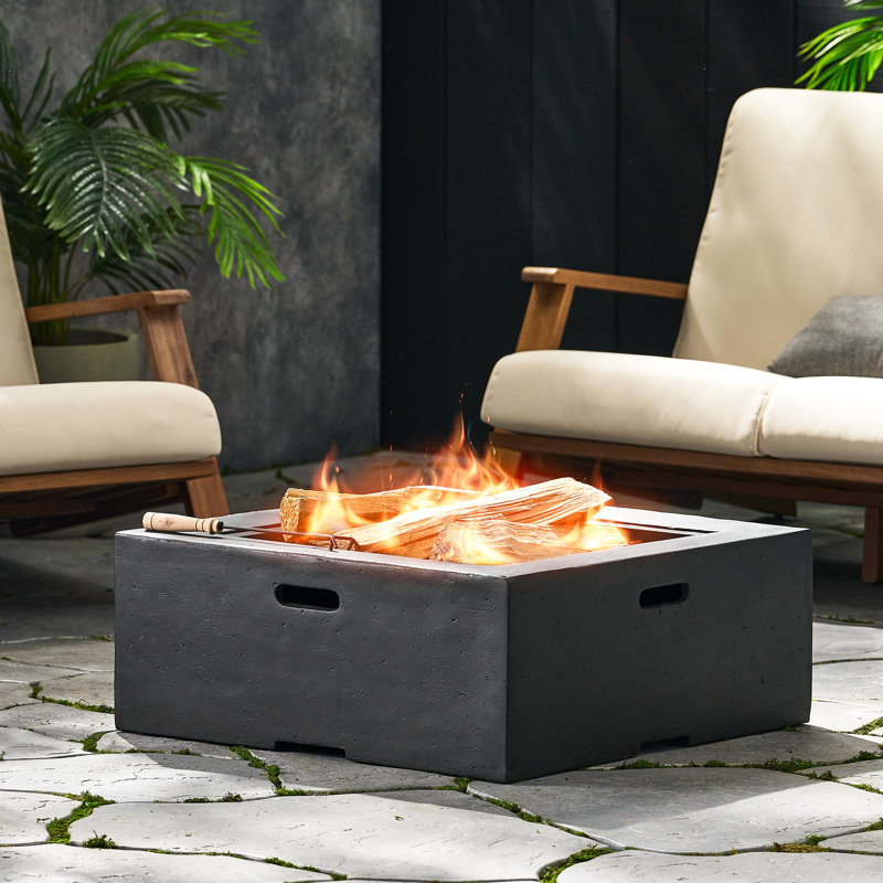 Foyer carré 29 po pour la détente en plein air - gris foncé, foyer au bois, profondeur et largeur de 28,83 po, hauteur de 17,41 po, brûleur de 54,29 lb