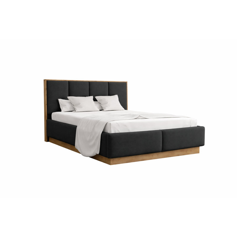 Upholstered Ottoman Storage Bed, 200 x 200 cm, Black