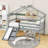 Twin Wood Low House Loft Bed With Slide, Ladder, And Safety Guardrails-1614469902
