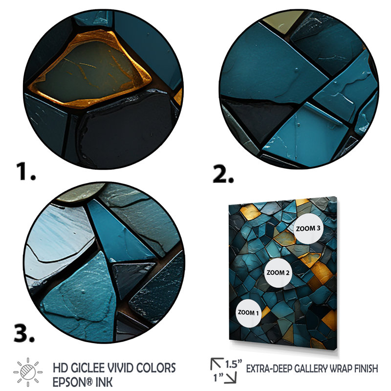 Décoration murale bleue et dorée Elegance II - marbre, Cadre photo noir, H 44 po x l 34 po x P 1,5 po