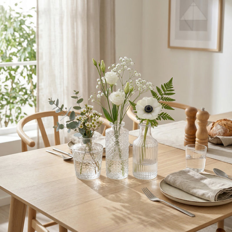 Ensemble de 3 bouteilles décoratives en verre pour table à fleurs
