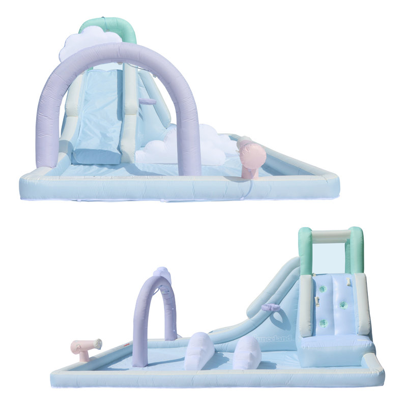 Dreamy Blue and White Inflatable Water Slide with Pool