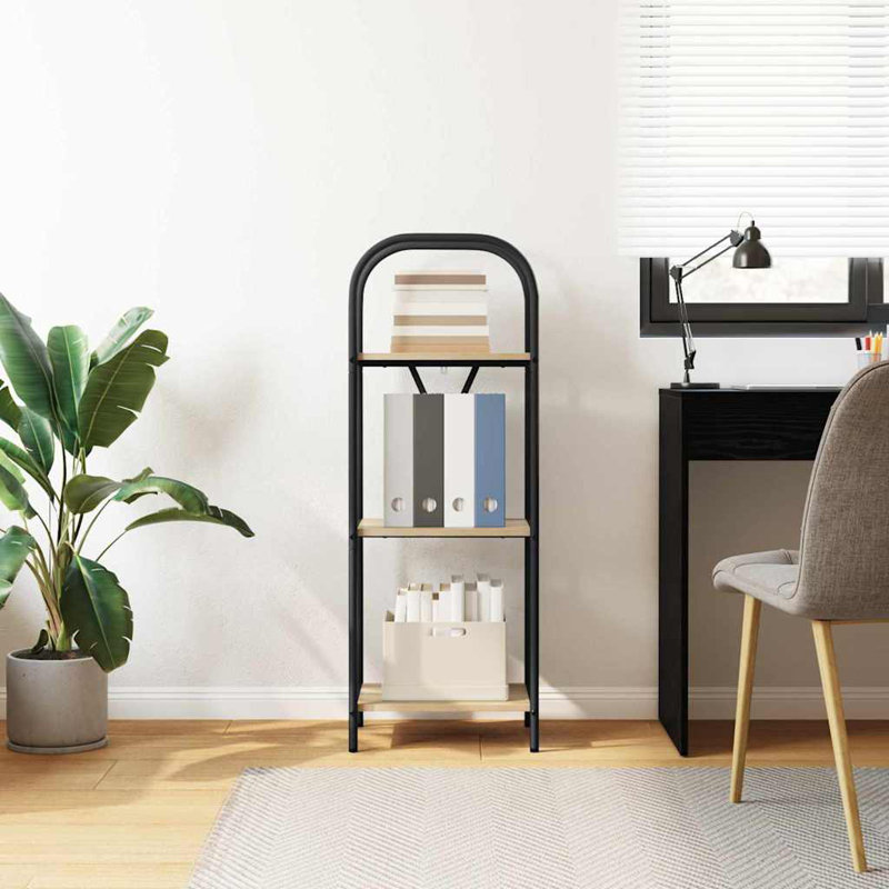 Bookshelf Engineered wood Modern Freestanding Bookshelves Organizer, Black Oak, (3 Shelves) 109cm. H x 40cm. W x 30cm. D