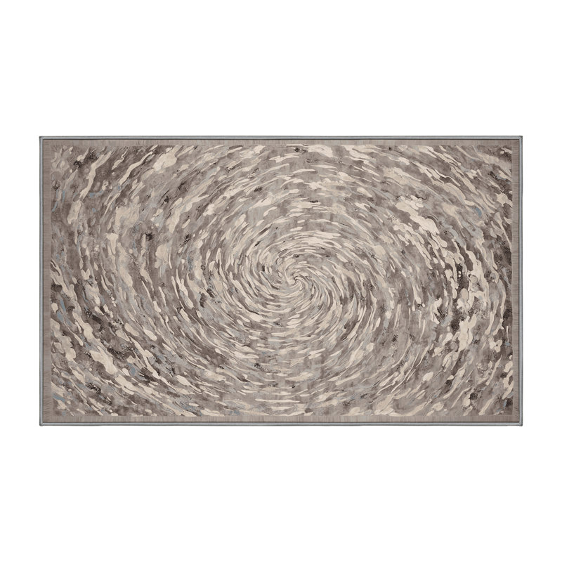 Tapis gris soyeux et moelleux, Rectangle 4 pi x 6 pi
