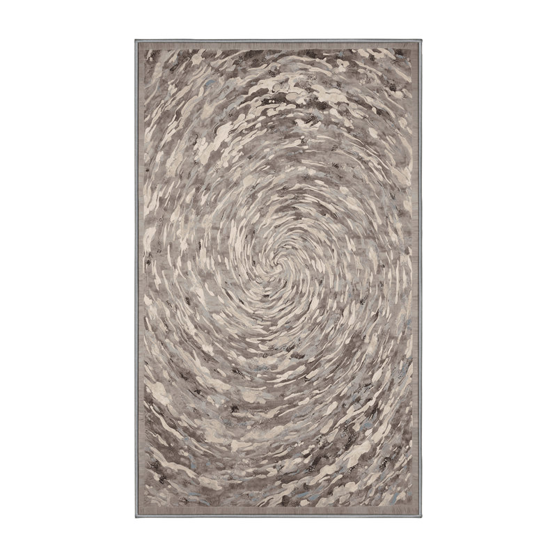 Tapis gris soyeux et moelleux, Rectangle 5 pi x 7 pi