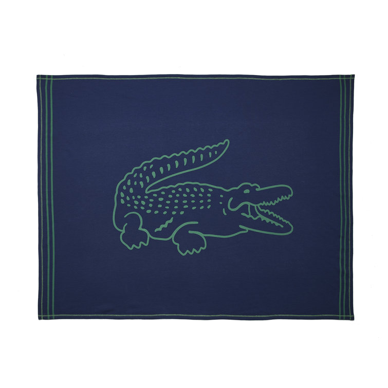 Lacoste, Bath, Lacoste Bath Towel 0 Cotton 30 X 52 Navy Big Crocodile  Logo A