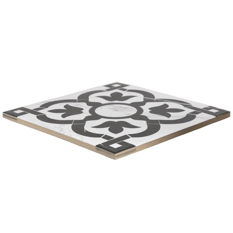 Elegant 9" x 9" Beveled Porcelain Marble Look Wall & Floor Tile